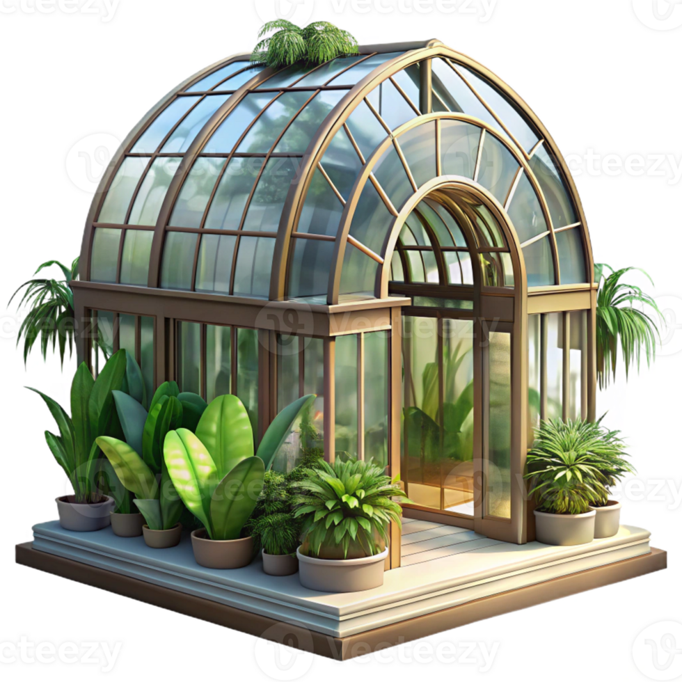 magnificent vintage A Victorian greenhouse filled with exotic plants, soft sunlight streaming through the glass panes, rendered in a botanical illustration style premium png