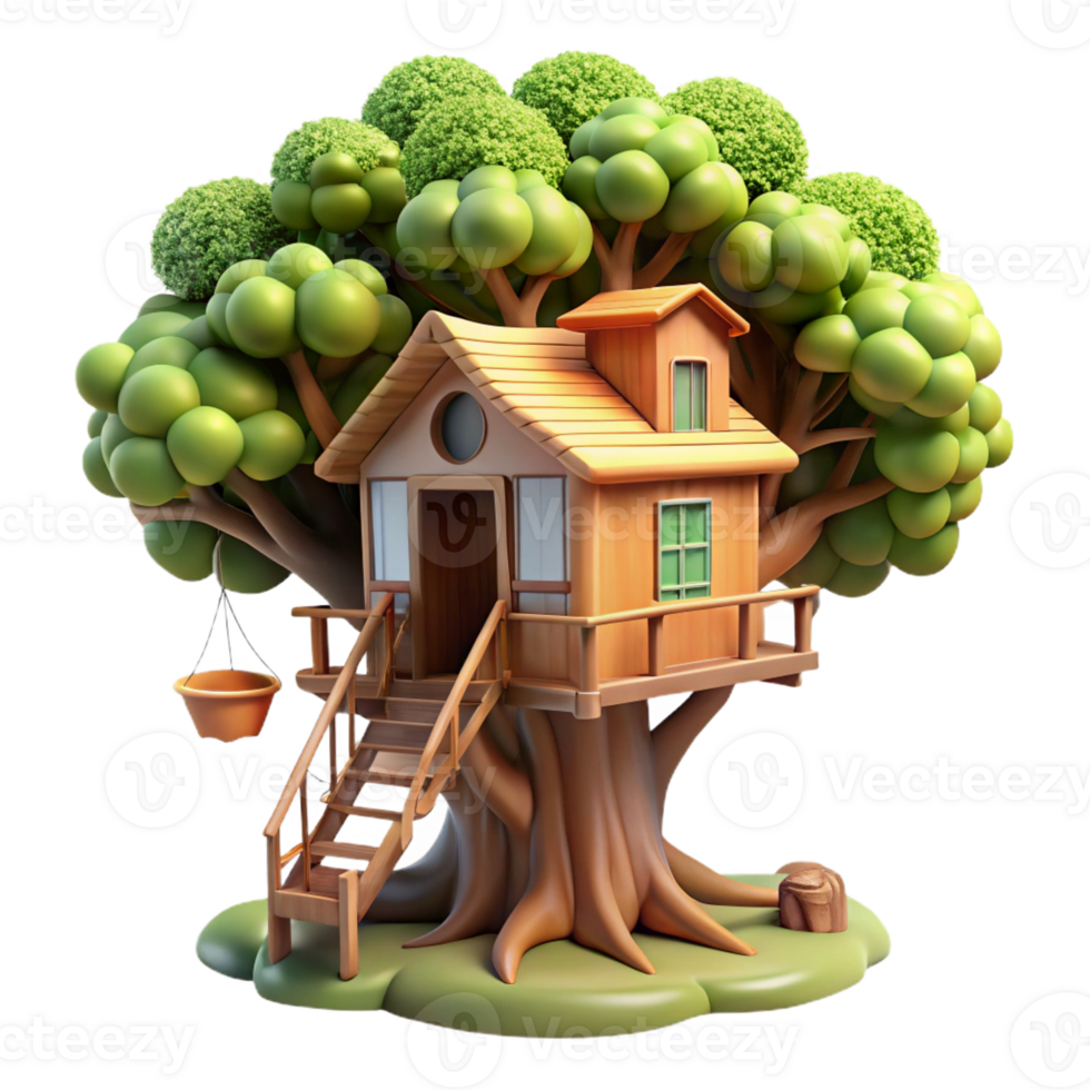 dramatic traditional A treehouse built high in the branches of a giant redwood tree, dappled sunlight filtering through the leaves, rendered in a whimsical, adventurous style original png