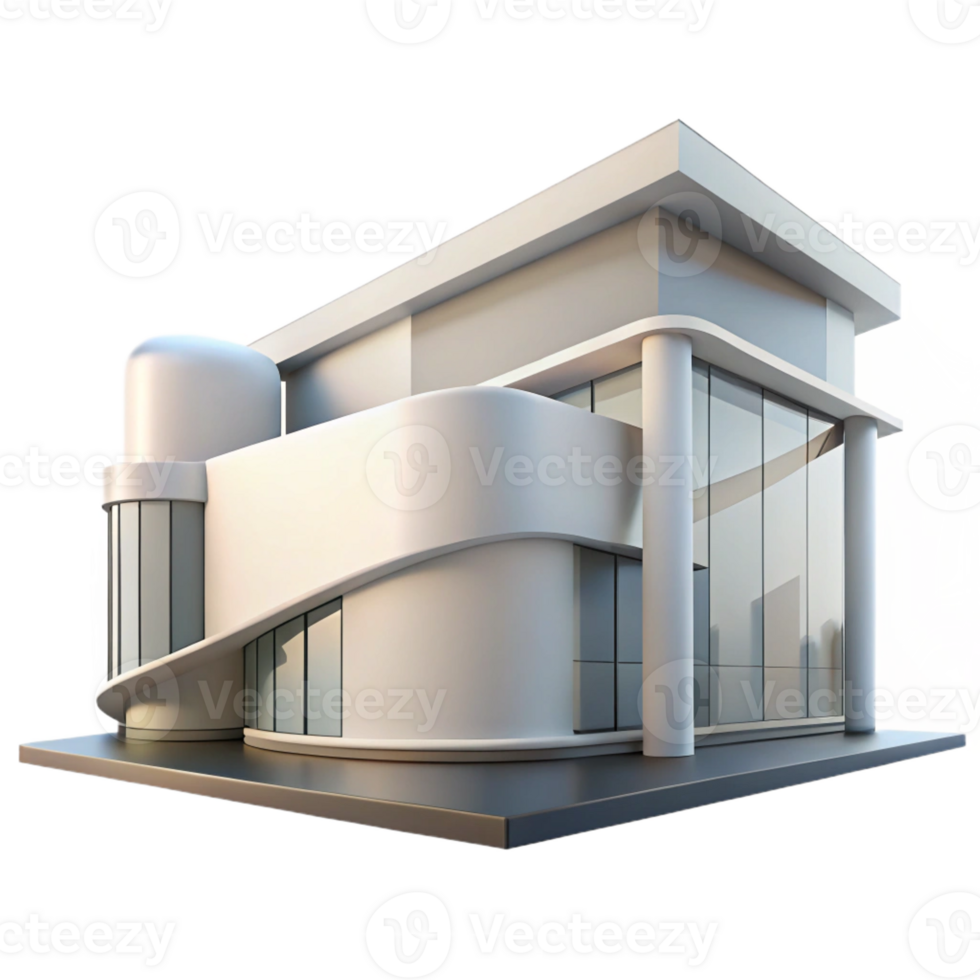 wonderful traditional A modern art museum with sleek, minimalist architecture, bright sunlight illuminating the interior, rendered in a clean, contemporary style high quality png