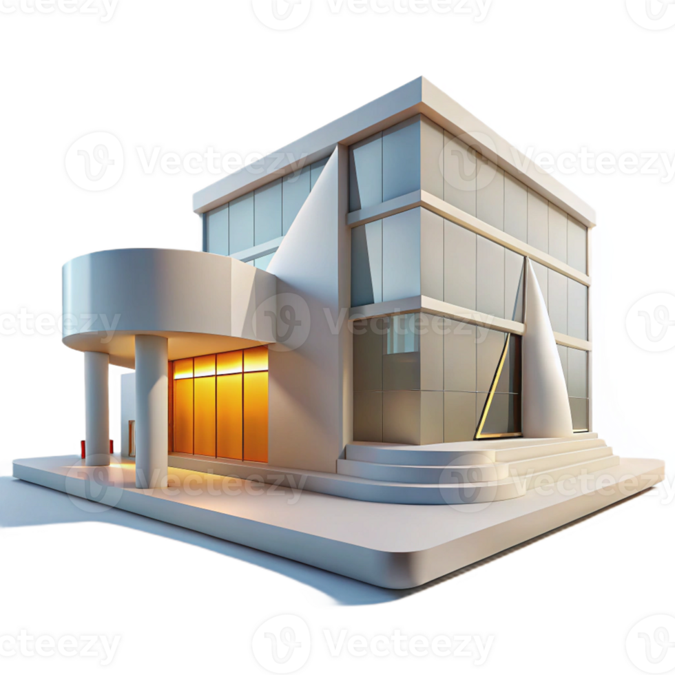 dramatic rustic A modern art museum with sleek, minimalist architecture, bright sunlight illuminating the interior, rendered in a clean, contemporary style 4K png