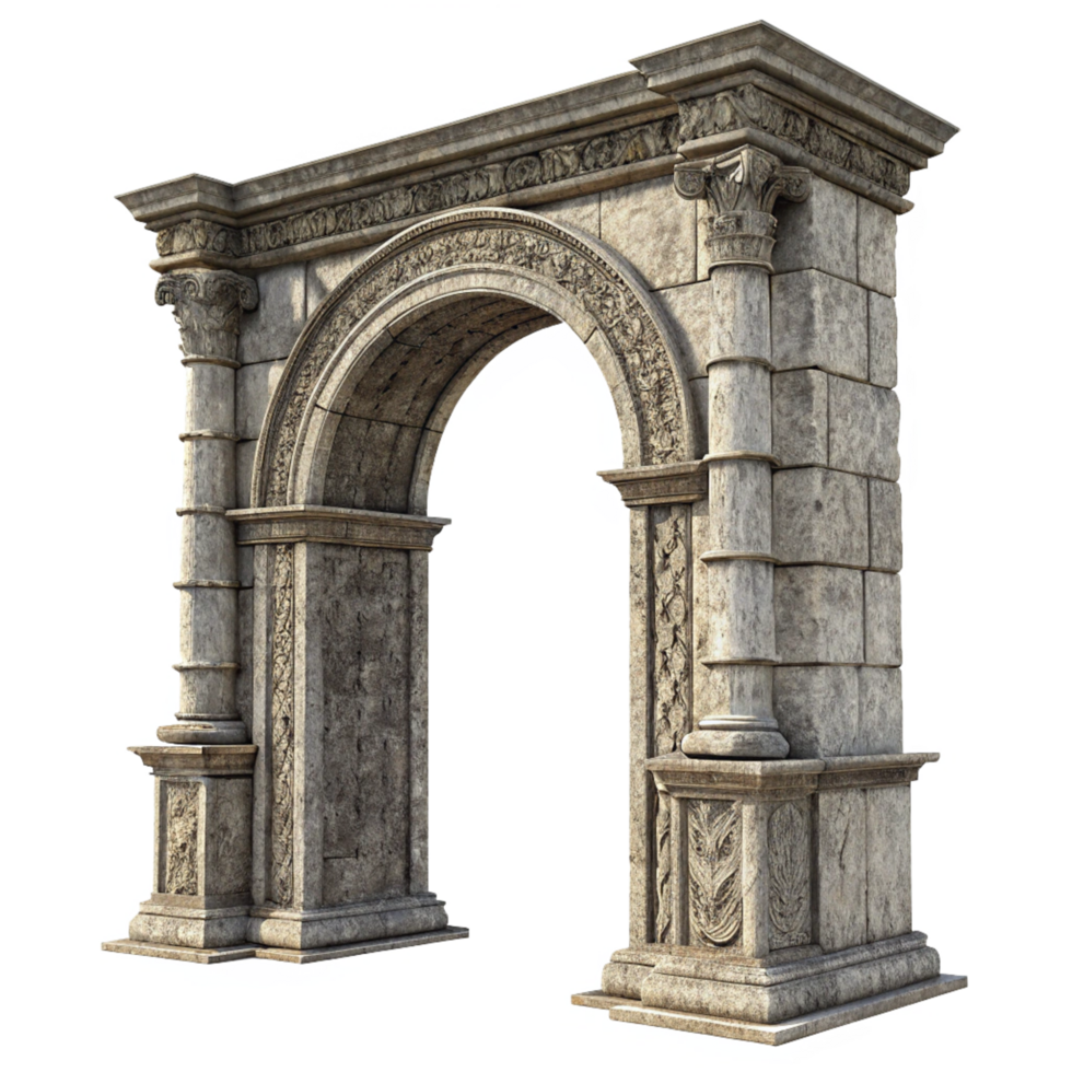 Ancient Roman Style Stone Archway Entrance Gateway 3D png