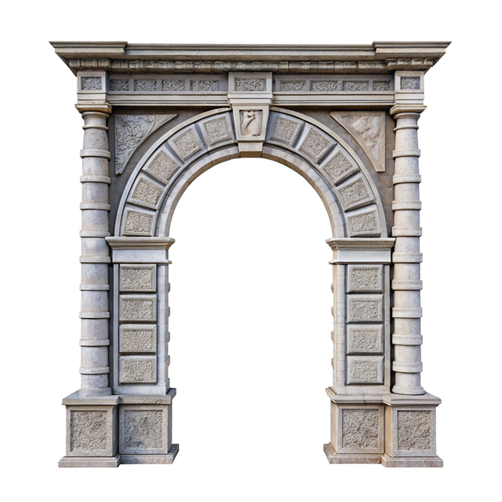 Architectural Stone Archway with Intricate Carving and Columns png