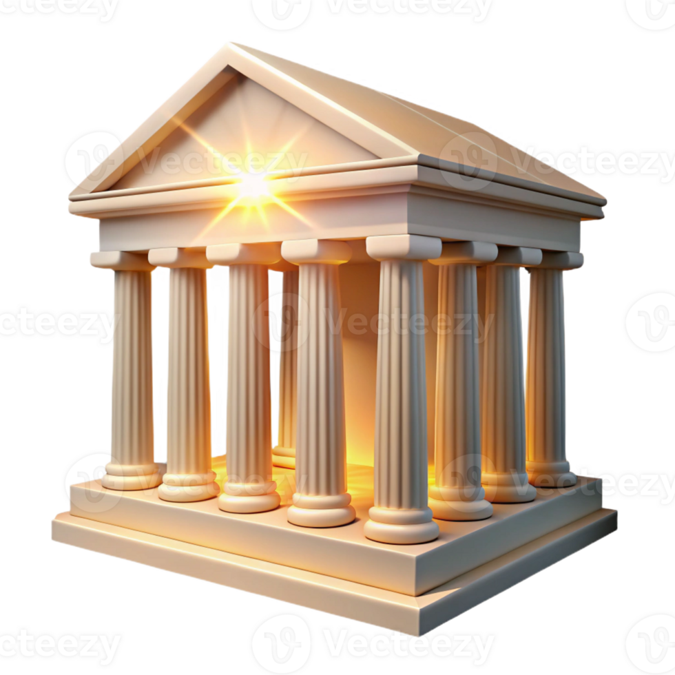 dramatic creative An ancient Greek temple with towering columns, bright sunlight highlighting the marble facade, rendered in a classical, historical style professional png
