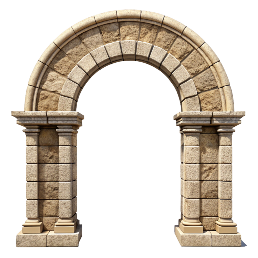 A majestic stone archway with classical pillars and intricate detailing, perfect for architectural design inspiration png