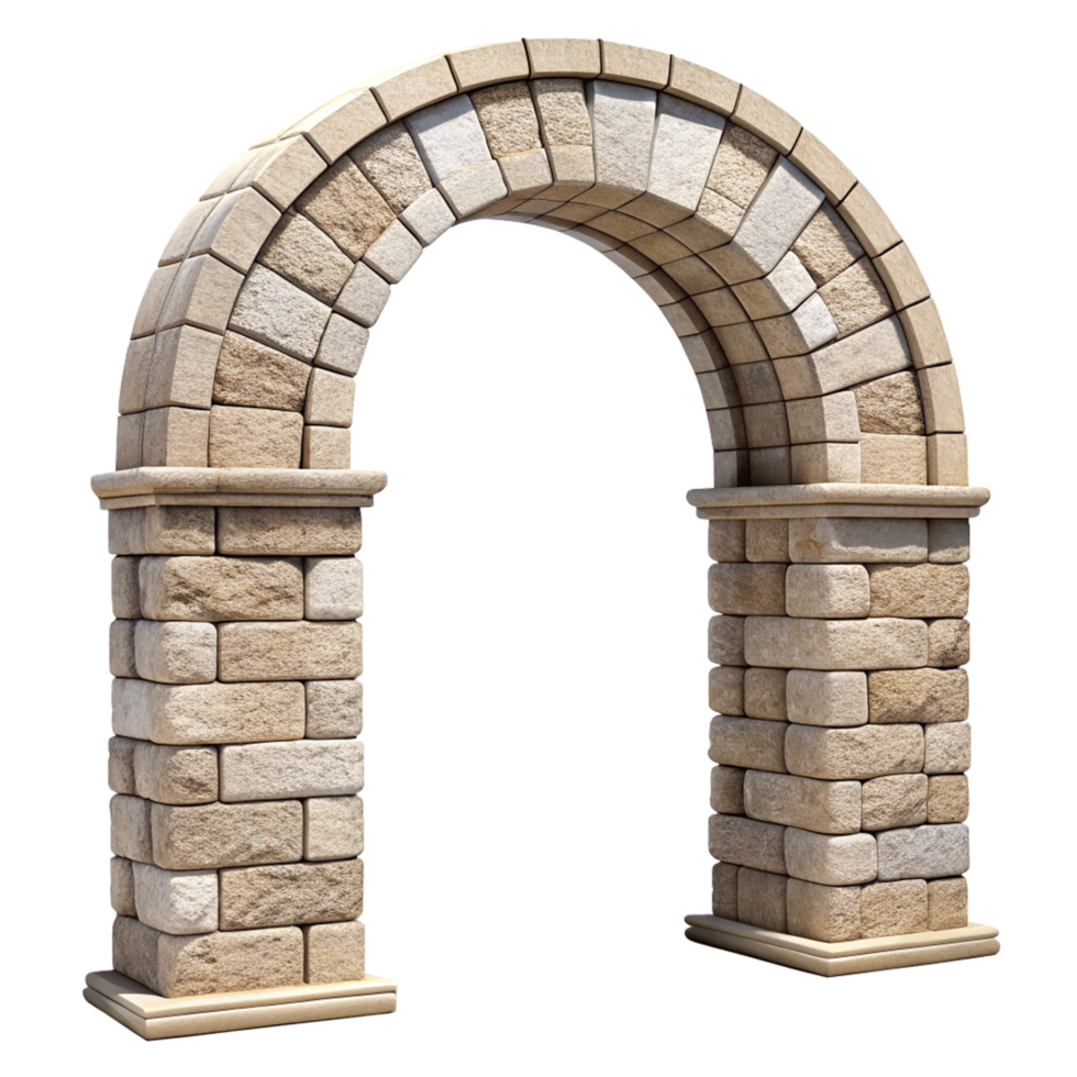 A stunning 3D render of an ancient stone archway entrance gateway png