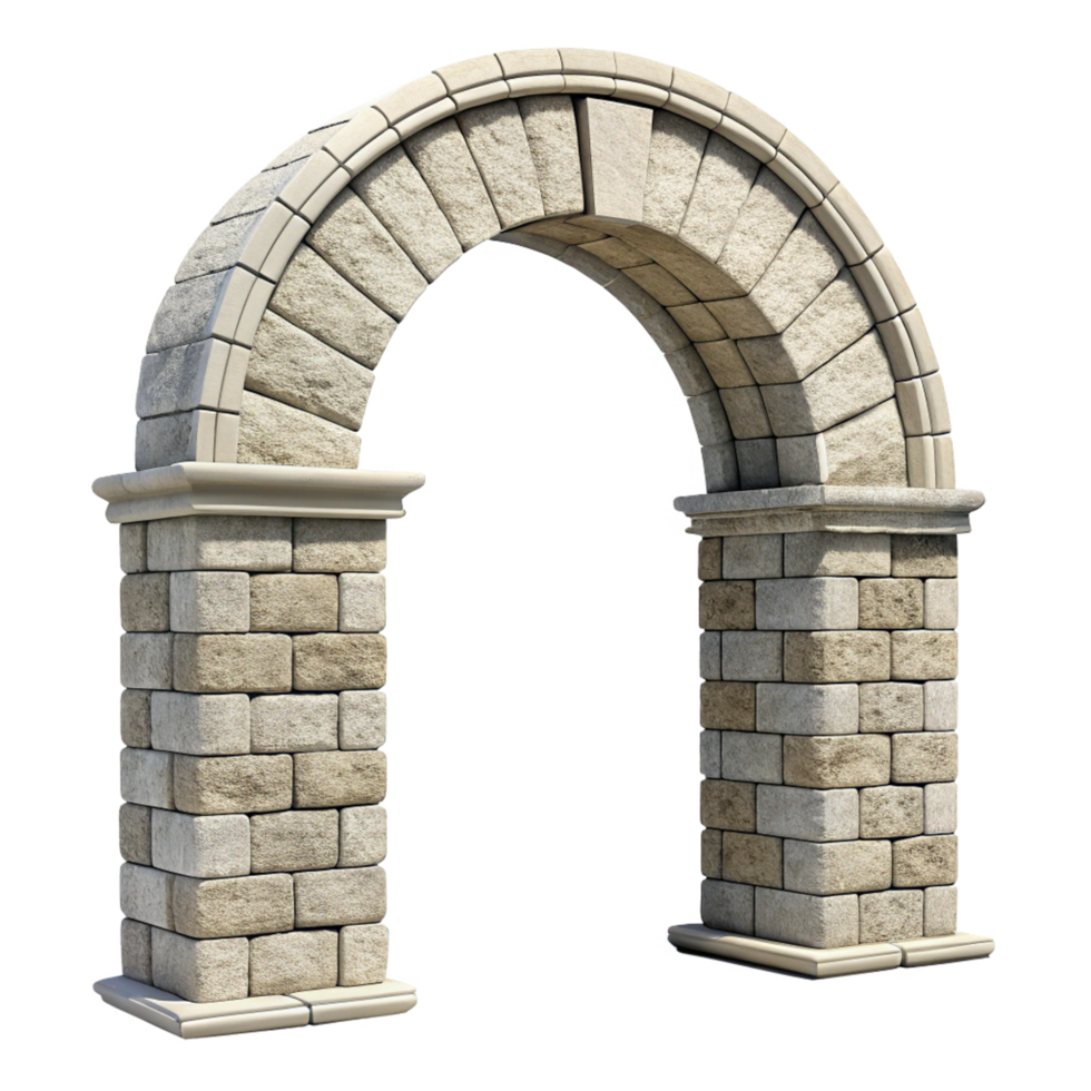 Elegant Stone Archway Entrance Design Architectural 3D Model Rendering png