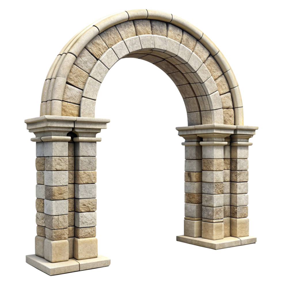 Elegant Stone Archway Entrance Architectural 3D Render png