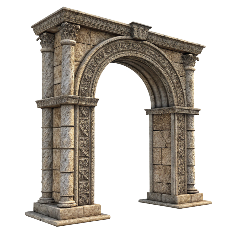 Ancient Roman Style Stone Archway 3D Render Entrance Gate png