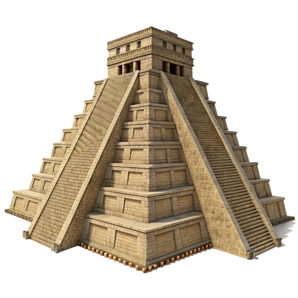 3D Render of the Mayan Pyramid of Kukulkan at Chichen Itza Mexico Ancient Civilization Architecture png