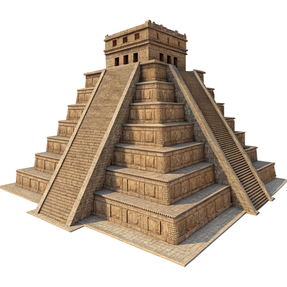 Mayan Pyramid Structure 3D Render High Detail Stone Architecture png