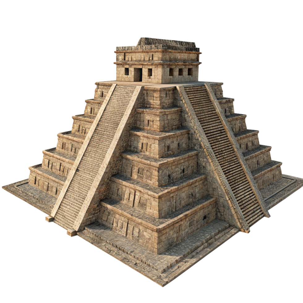 A Ancient Mayan Pyramid Structure 3D Render High Detail Stone Architecture png