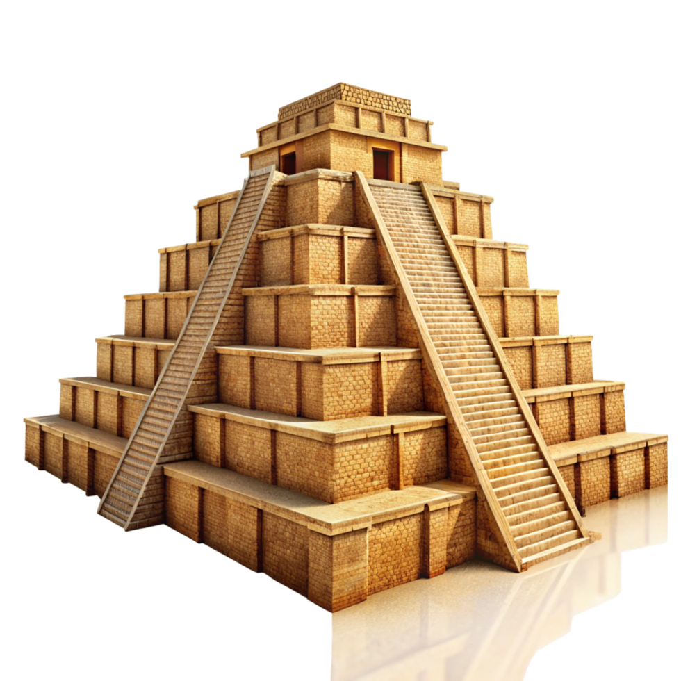 Ancient Mayan Step Pyramid Digital 3D Render of Mesoamerican Architecture png