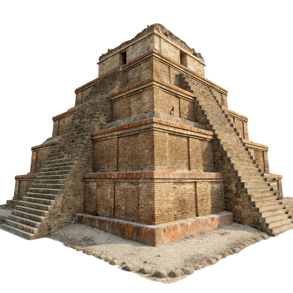 Ancient Mesoamerican Pyramid Structure Architectural Model Detailed png