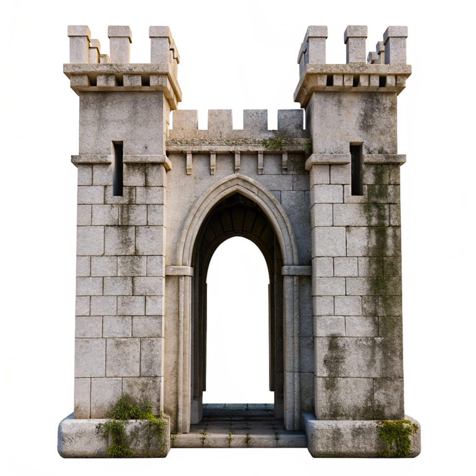 Ancient Stone Castle Gate Entrance Archway Medieval Fortress Structure png