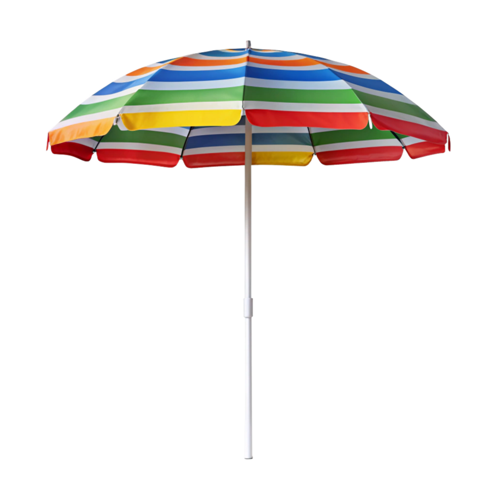 Colorful Striped Beach Umbrella on Black Background Summer Holiday Vacation png