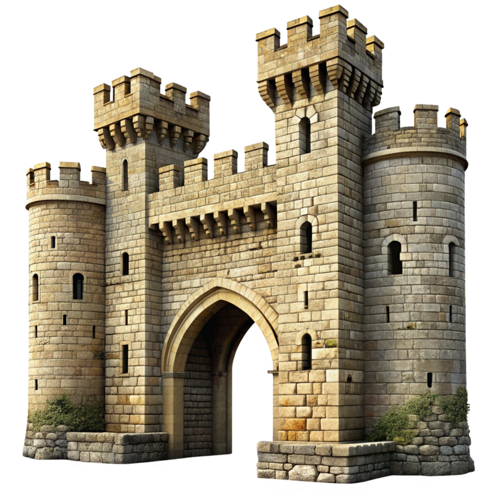 Ancient Stone Castle Gatehouse Entrance Medieval Fortress Architecture png