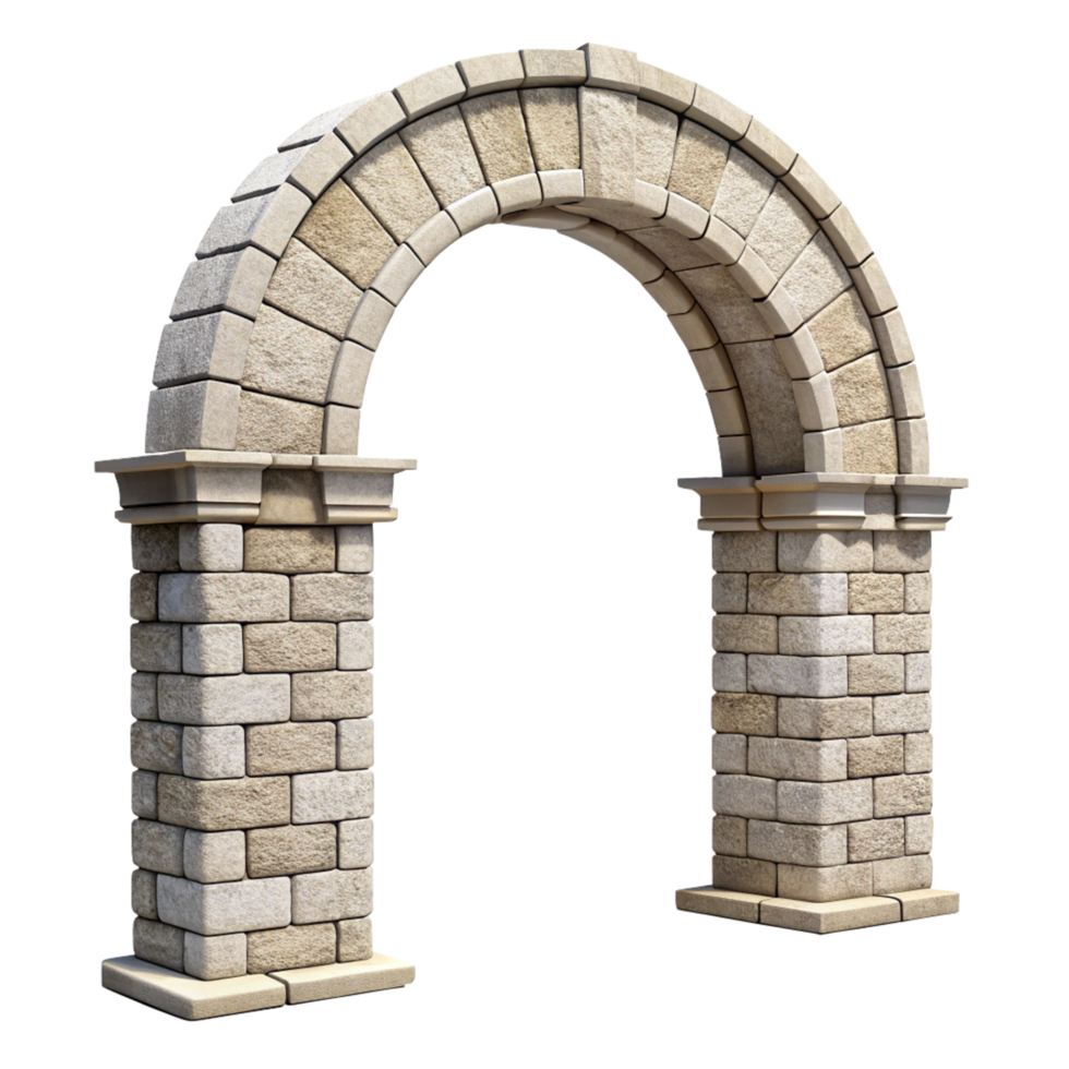 A 3D Render of an Elegant Stone Archway Entrance suitable for Gardens or Architectural Designs png