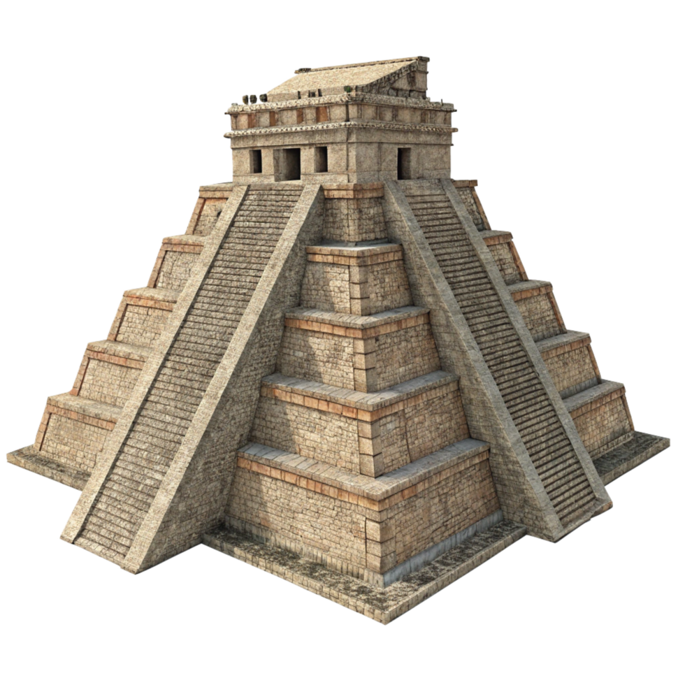 Ancient Mayan Pyramid Structure Stone Temple Architecture 3D Render png