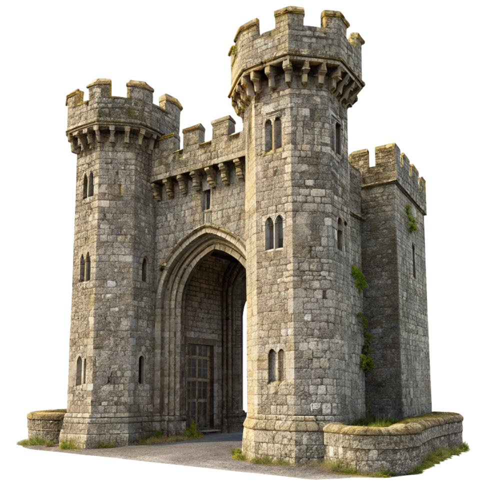 Stone Castle Gatehouse Architectural Render 3D Model png