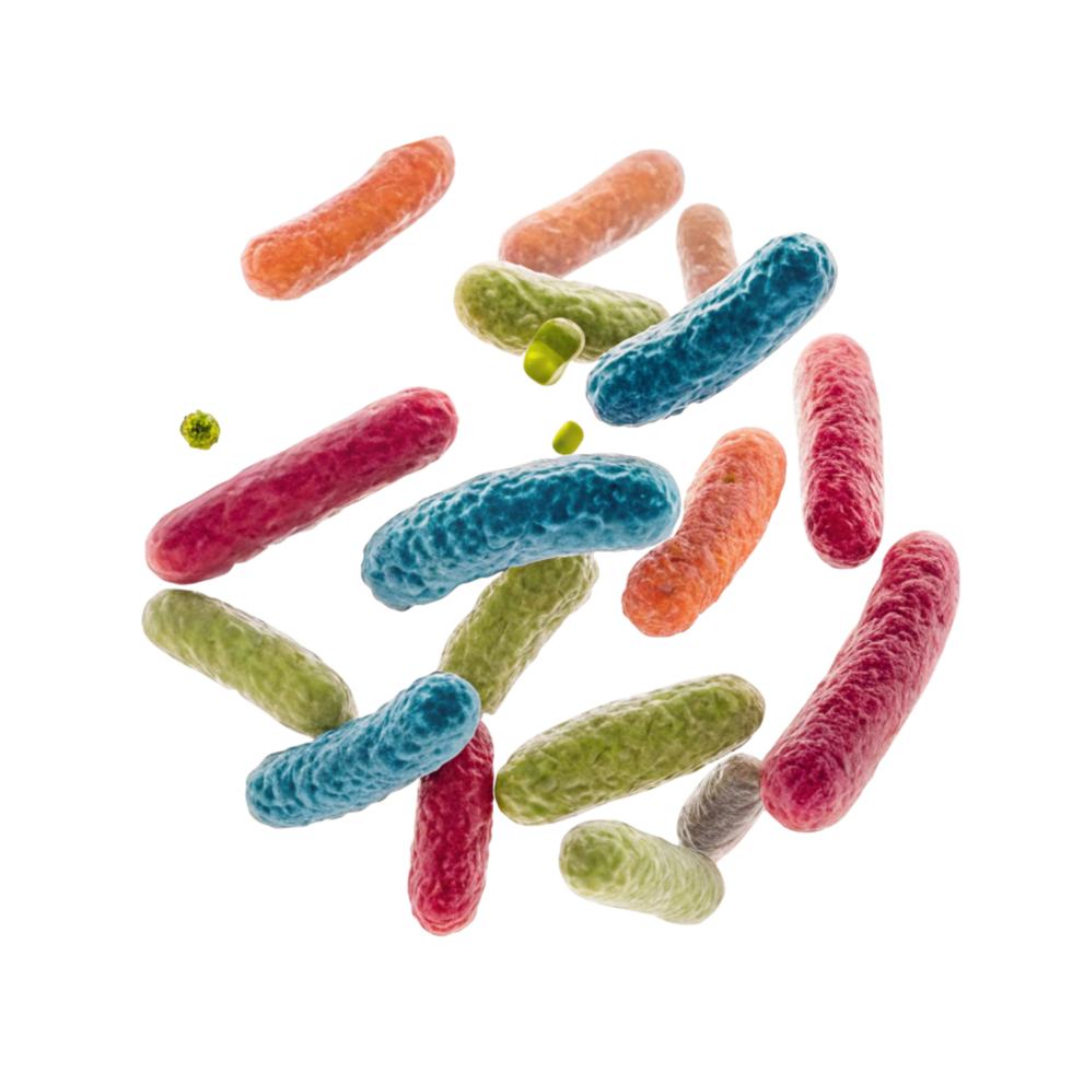 Microscopic View of Colorful Bacteria Colony Rod Shaped Microorganisms png
