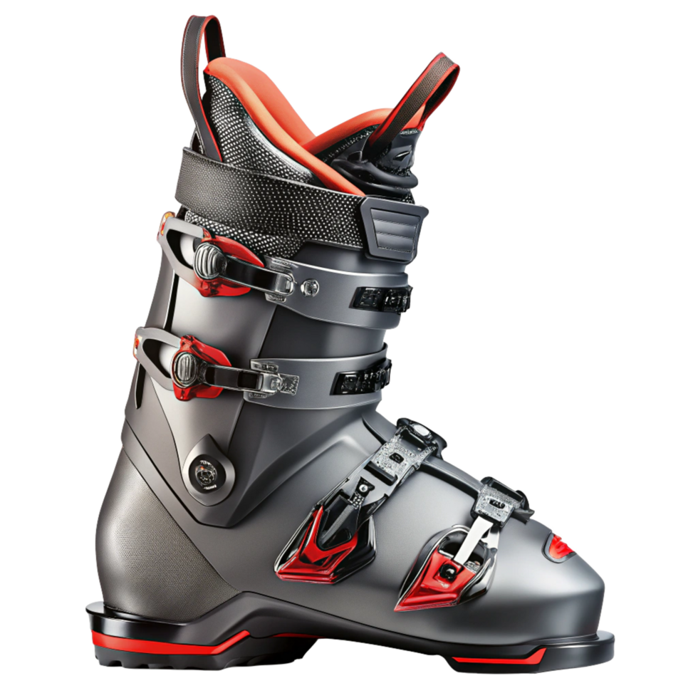 HighPerformance Ski Boot with Advanced Design and Red Accents png