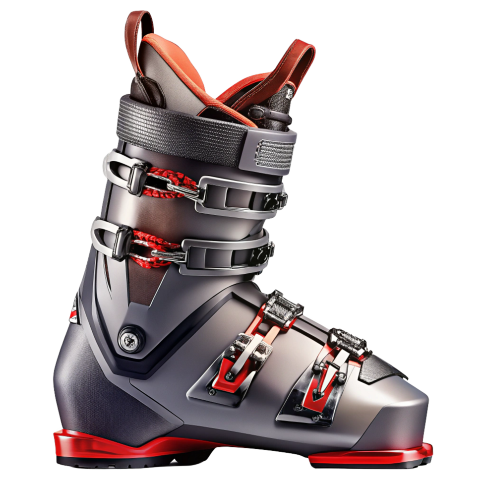 HighPerformance Ski Boot with Modern Design and Red Accents png