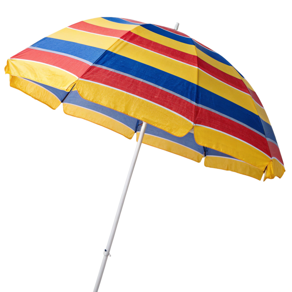 Striped Beach Umbrella Colorful Summer Shade Protection png