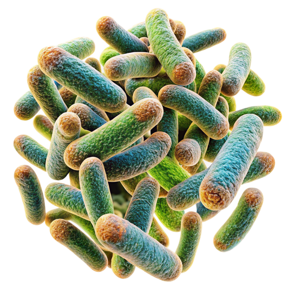 Microscopic View of a Cluster of RodShaped Bacteria Cells a Detailed Illustration of Bacterial Morphology png