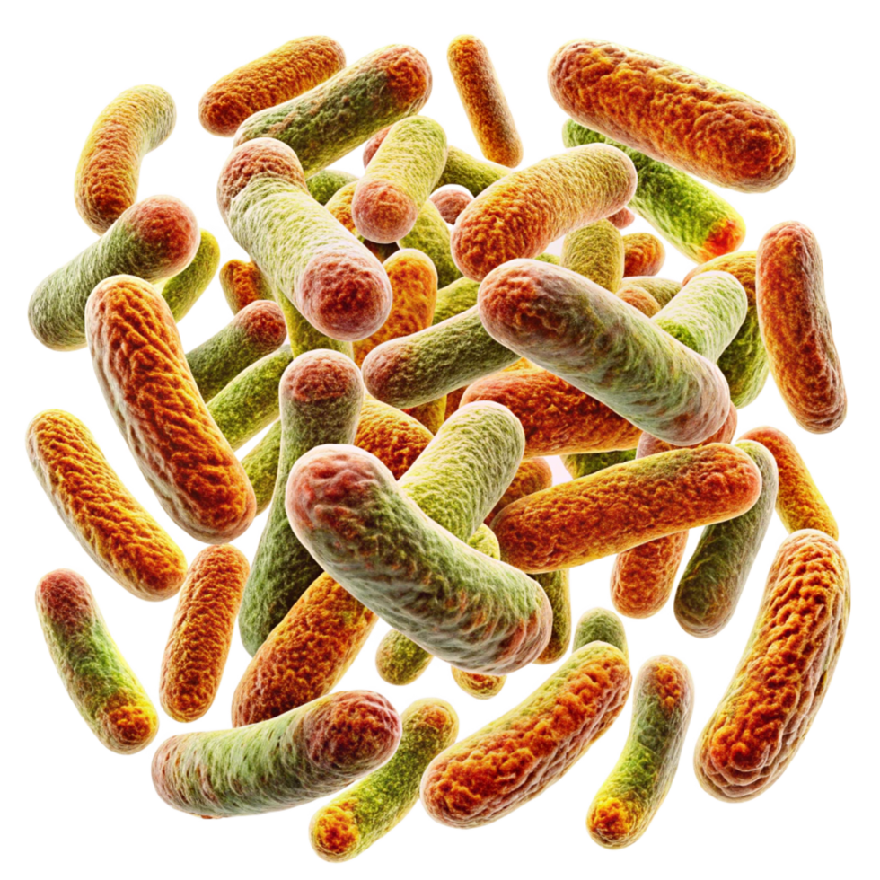 Microscopic View of a Cluster of RodShaped Bacteria Detailed 3D Render of Microorganism Colony png
