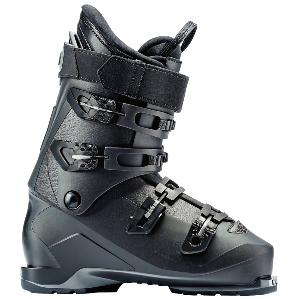 HighPerformance Black Ski Boot with Advanced Buckle System and Modern Design png
