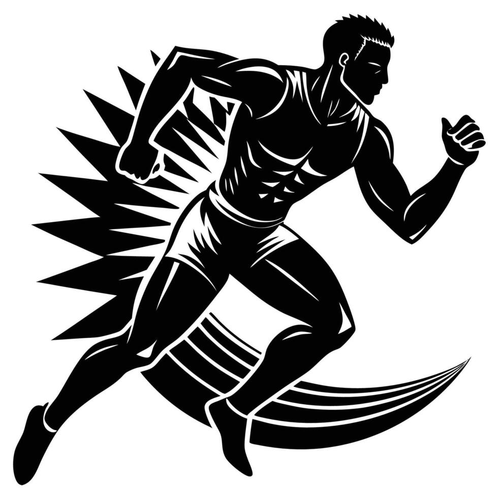 Dynamic Athletics Silhouette Illustration Depicting Human Performance vector