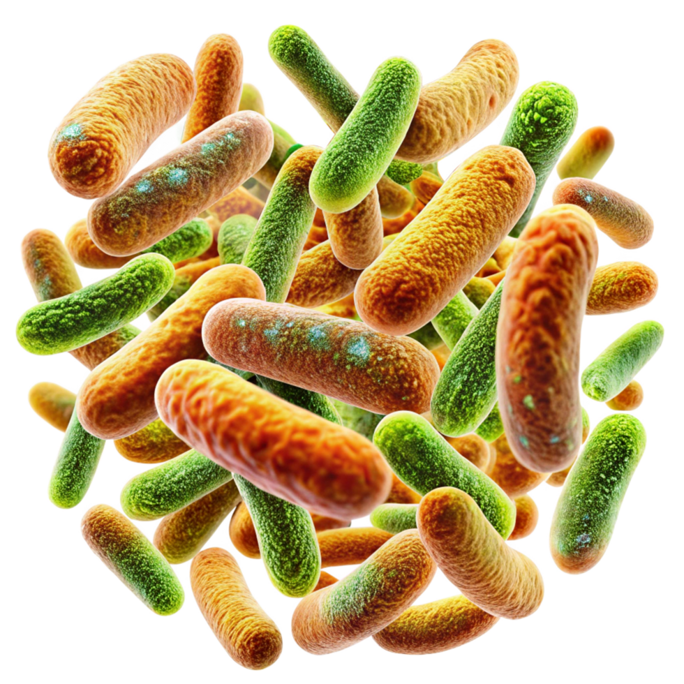 Microscopic View of a Cluster of RodShaped Bacteria Diverse in Color and Texture png