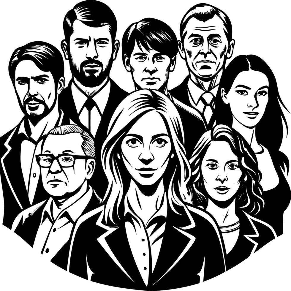 Diverse Group of People Gathered on a White Background vector