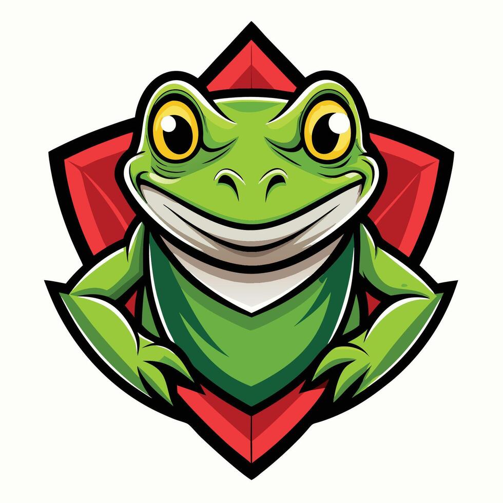 Cartoon Illustration of a Frog Mascot with a Playful Expression vector