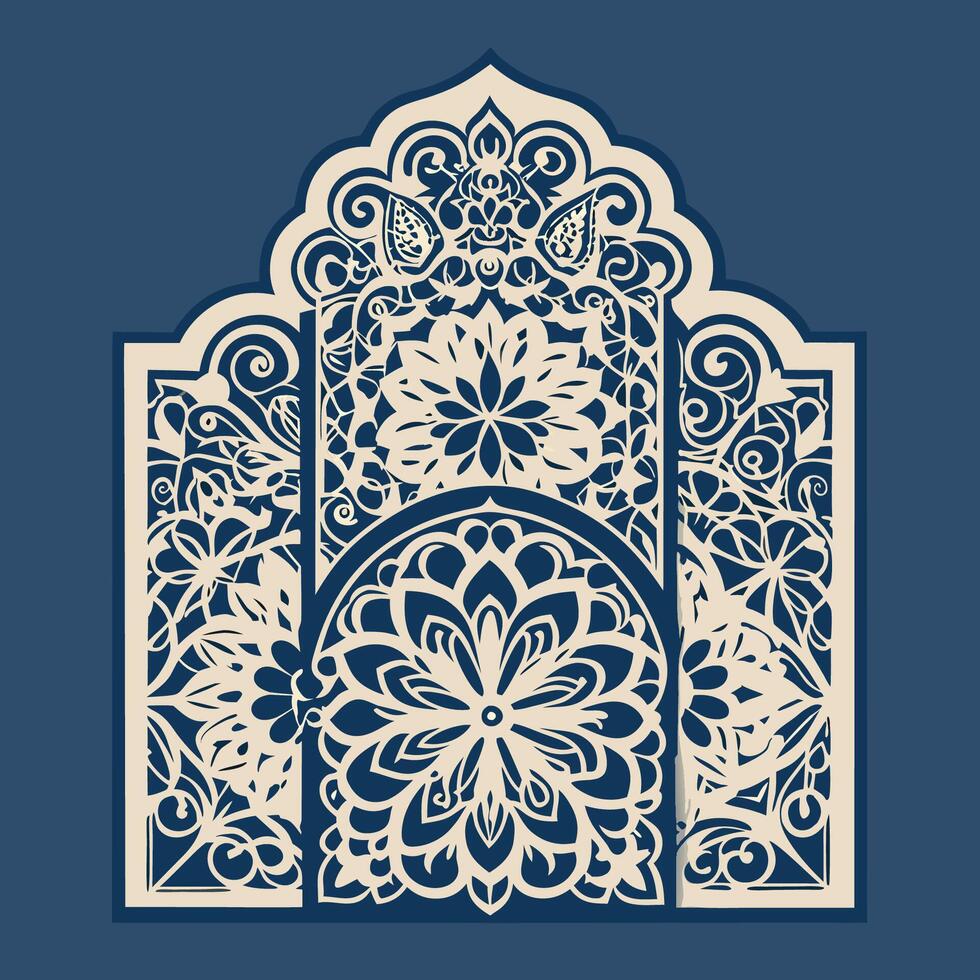 Elegant Wedding Invitation Tri Fold Pocket Envelope with Intricate Lace Detail vector