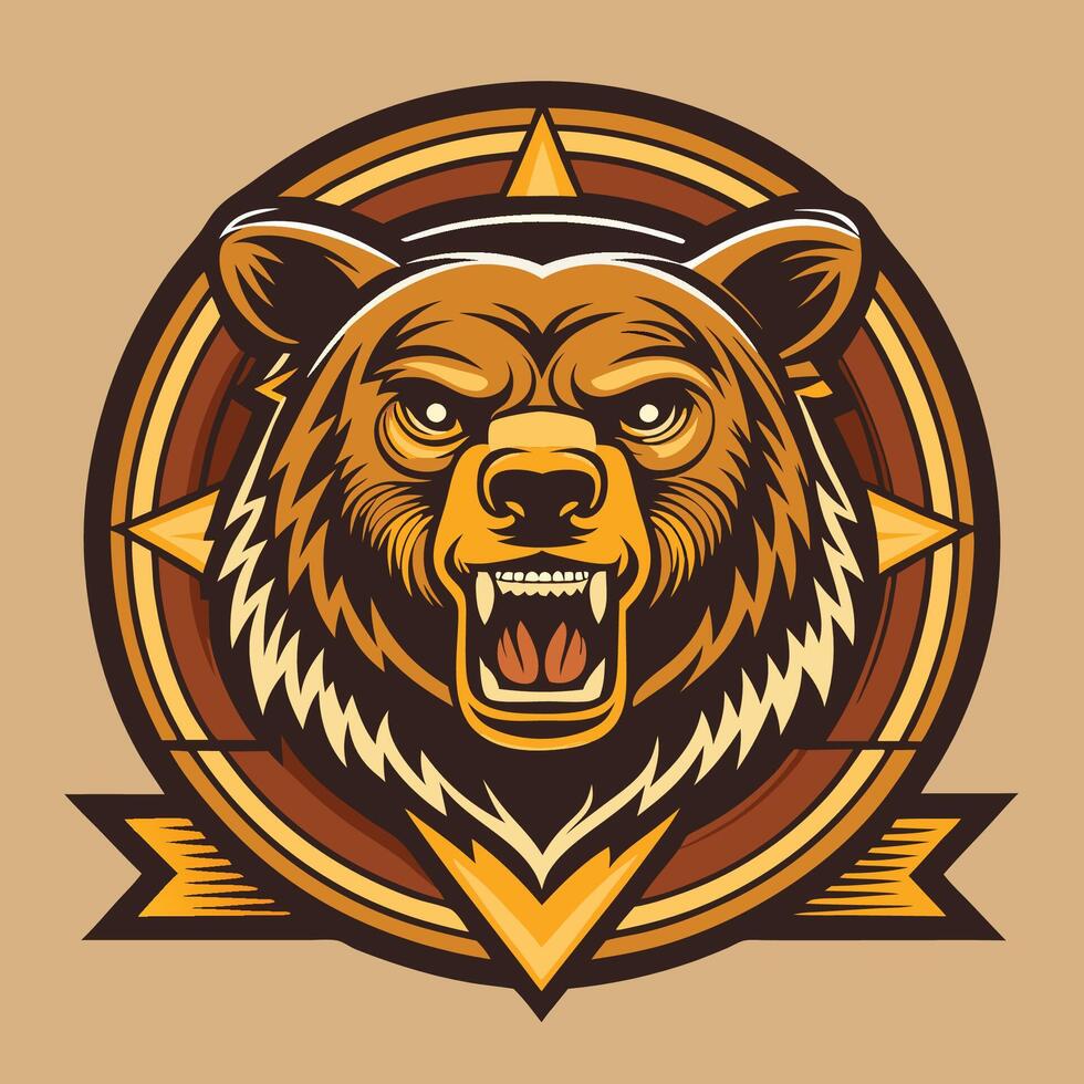 Illustrative Vintage Bear Logo Template for Brand Identity vector