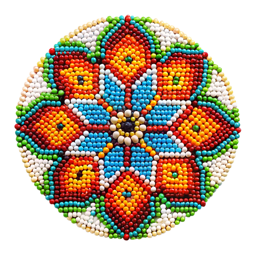 Vibrant Colorful Beadwork Flower Mandala Design Pattern png
