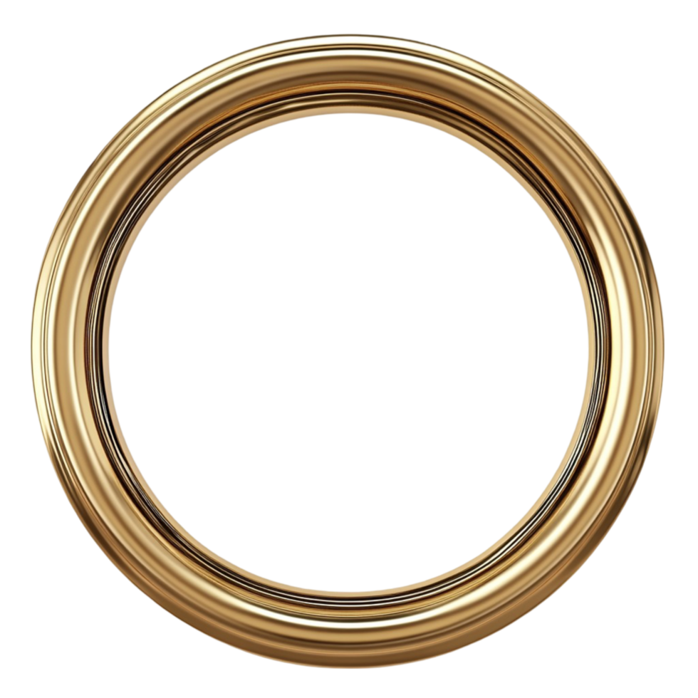 Golden Circular Frame on the Transparent Background. png