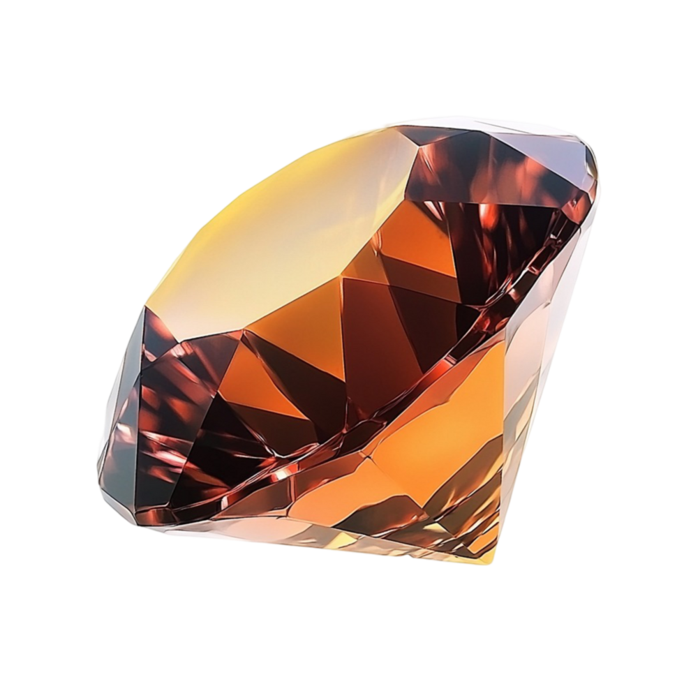 Faceted Amber Gemstone Ring on Transparent Background png