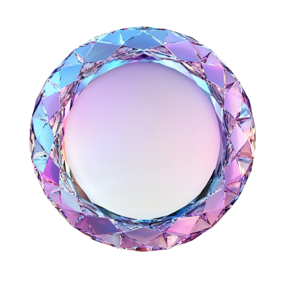 Circular Iridescent Frame on Transparent Background png
