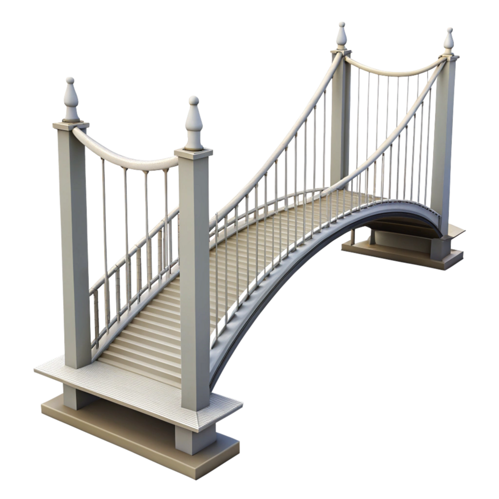 Elegant White Pedestrian Bridge 3D Model Render Architectural Design png