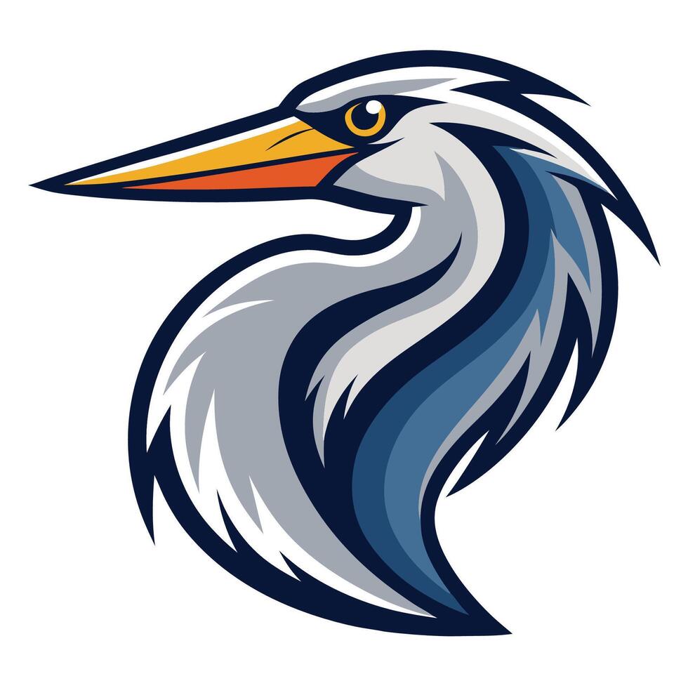 Minimalist Illustration of a Majestic Sailor Heron Mascot vector