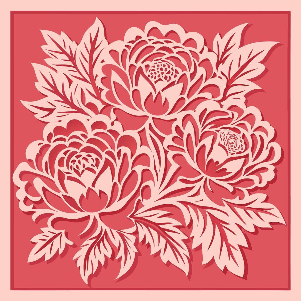 Intricate Laser Cut Wedding or Birthday Card with Elegant Patterns vector