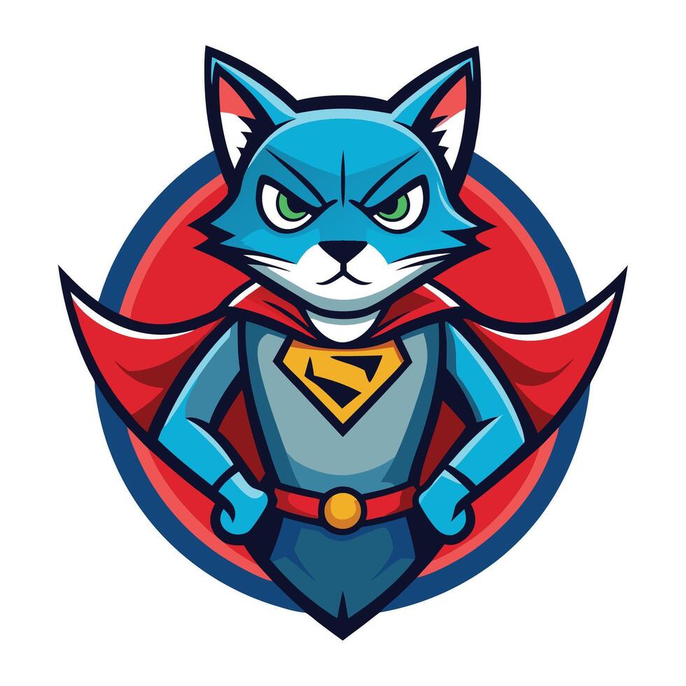 Illustration of a Superhero Cat in a Minimalist Masculine Style vector