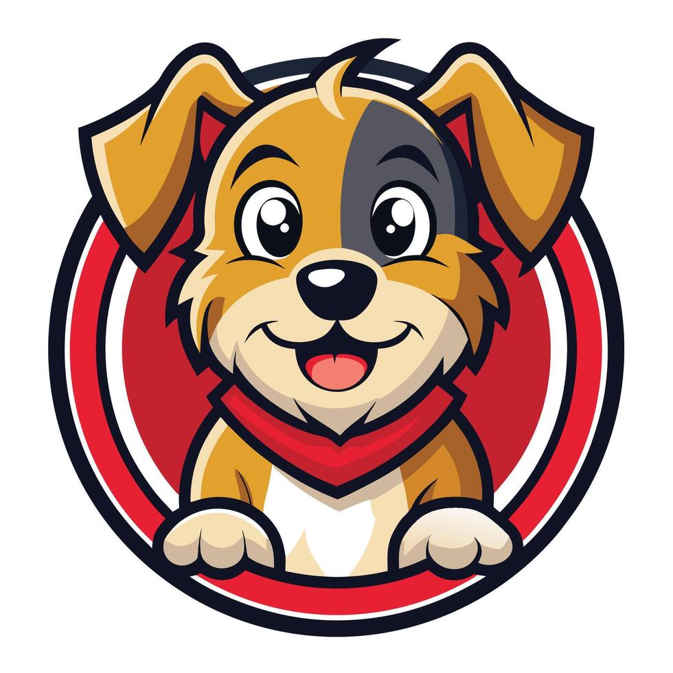 Adorable Logo Illustration of a Playful and Energetic Puppy Mascot vector
