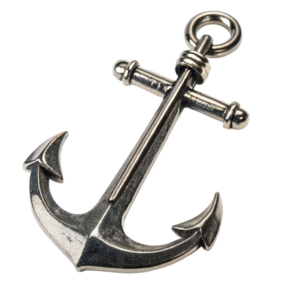Closeup of a Metal Anchor with a Ring at the Top Nautical Symbol of Hope and Stability png