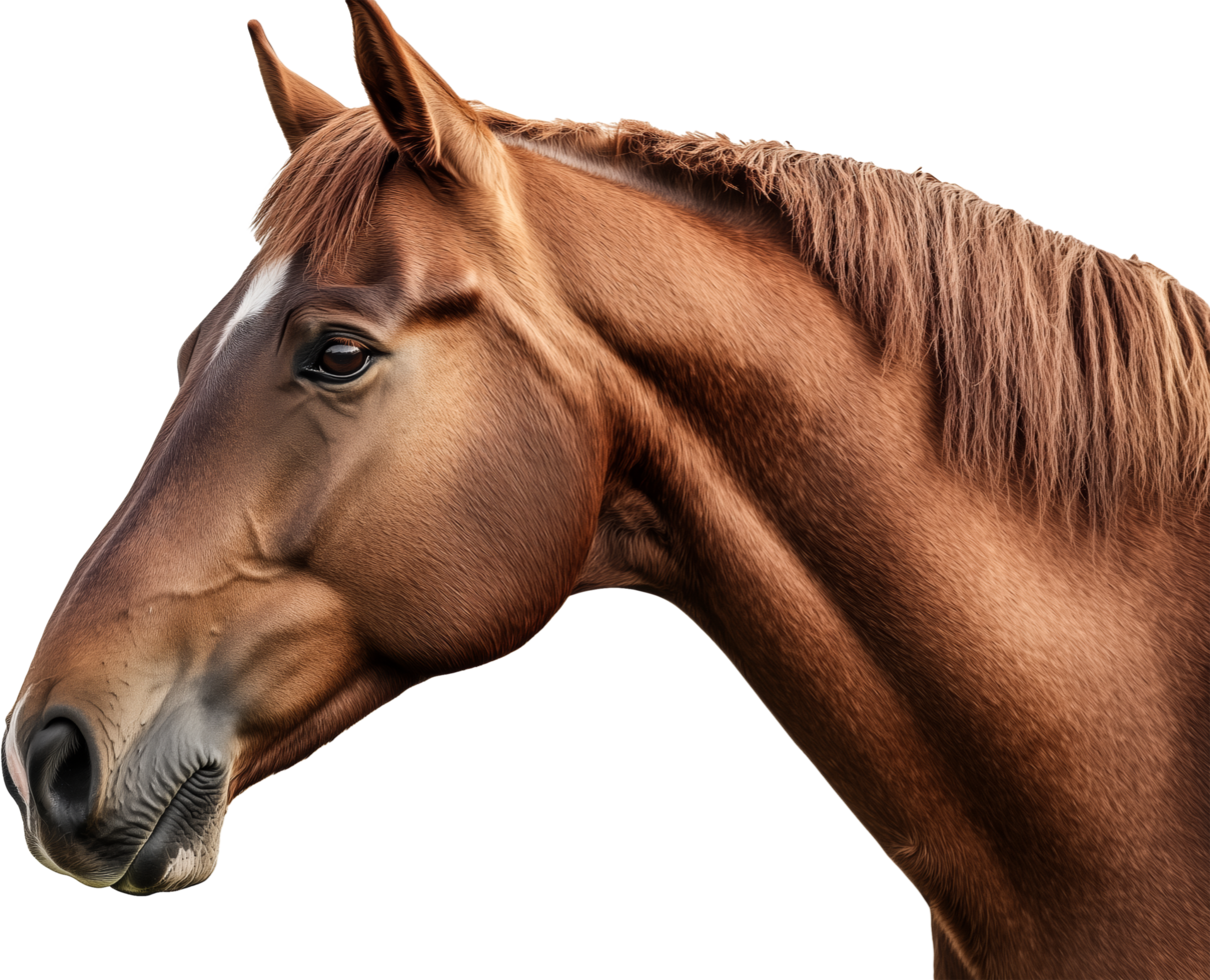 A horse with a white mane and a brown face png