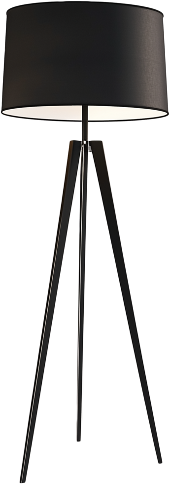 A black table lamp with a white shade png