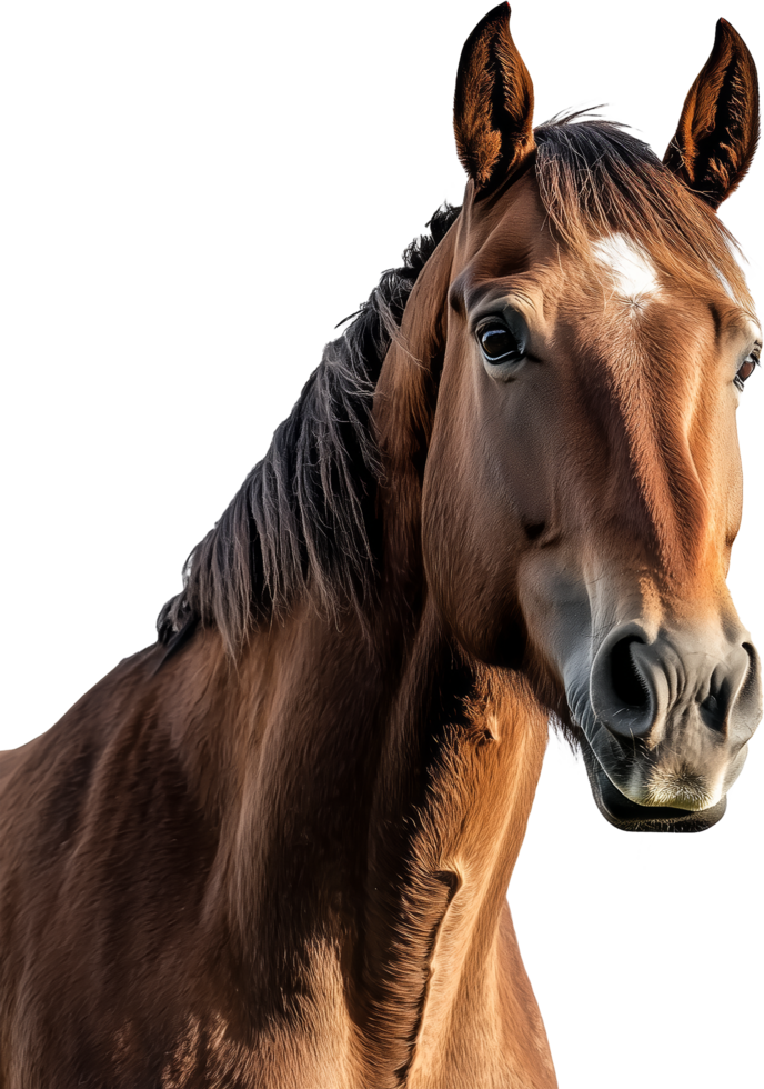 A horse with a white spot on its forehead png