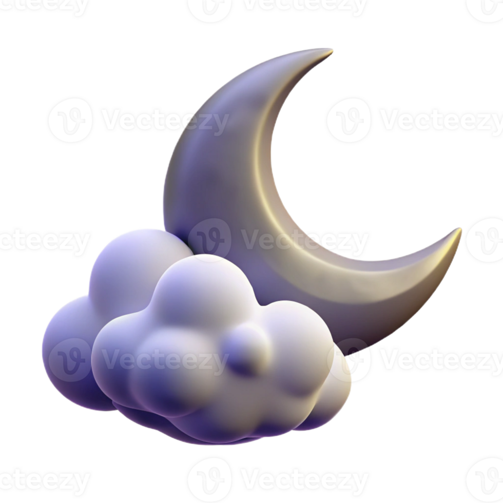 vibrant contemporary A crescent moon partially obscured by wispy clouds, nighttime photography, ethereal lighting authentic png
